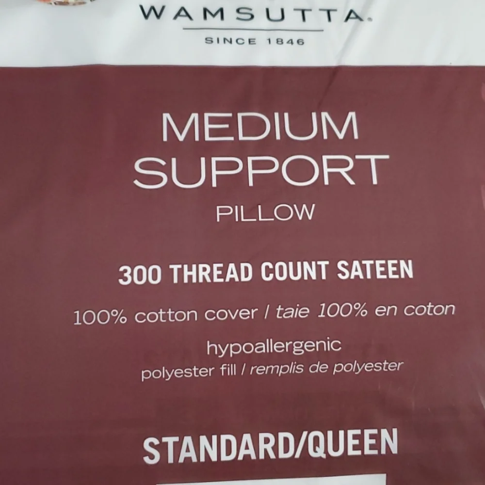 Brand New Wamsutta Medium Support 1 Pillow - White. Standard/Queen.